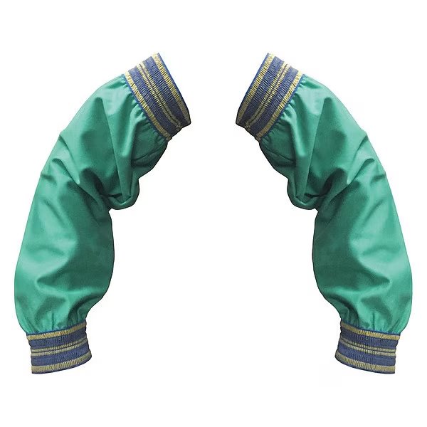 Fire Resistant Cotton Sleeves, FR Welding Sleeves, Elastic Wrist/Top, 18 in L, Green, 1 Pair, Tillman, Mfr#: 6217