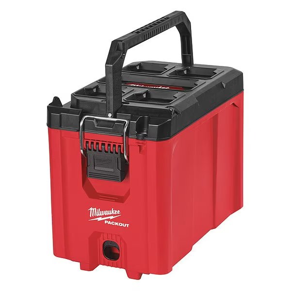 PACKOUT Compact Tool Box, Polypropylene, Black/Red, 16-1/4 in W x 10 in D x 13 in H, Milwaukee Tool, Mfr#: 48-22-8422