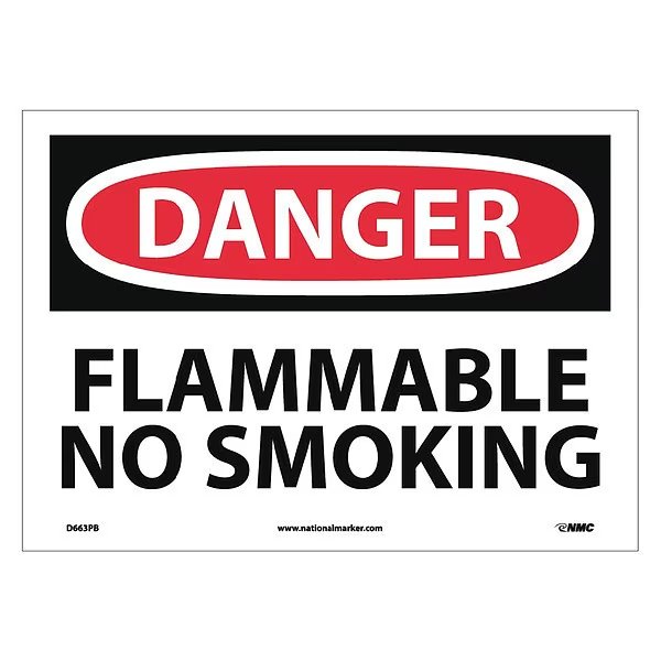 Danger Flammable No Smoking Sign, D663PB, Nmc, Mfr#: D663PB