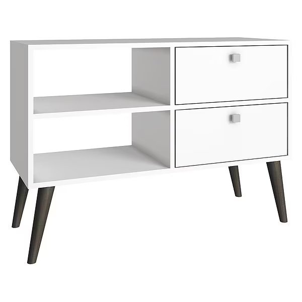 TV Stand, 2 Shelves, White, Manhattan Comfort, Mfr#: 3AMC129