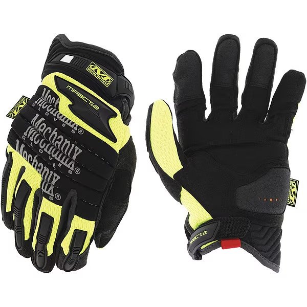 Hi-Vis Mechanics Gloves, 2XL, Yellow, EVA Foam/TPR/Spandex, Mechanix Wear, Mfr#: SP2-91-012