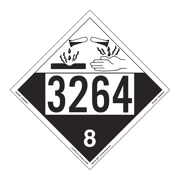 Corrosive Placard, UN 3264, PK25, Labelmaster, Mfr#: ZEZ43264