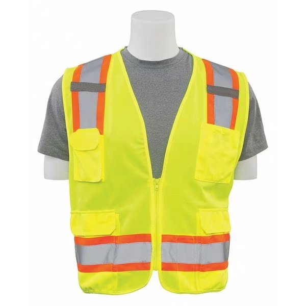 Safety Vest, ANSI, Hi-Viz, Lime, M, Erb Safety, Mfr#: 62151