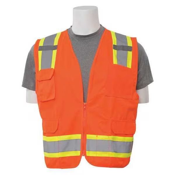Safety Vest, ANSI, Hi-Viz, Orange, 5XL, Erb Safety, Mfr#: 62164