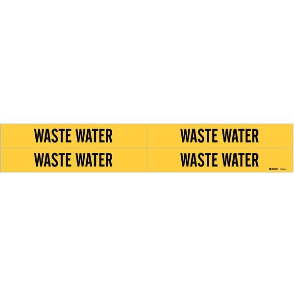 Pipe Marker, Waste Water, Y, 3/4 to2-3/8 In, Brady, Mfr#: 7302-4