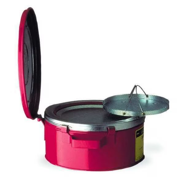 Bench Can, 1 Gal., Galvanized Steel, Red, Justrite, Mfr#: 10370