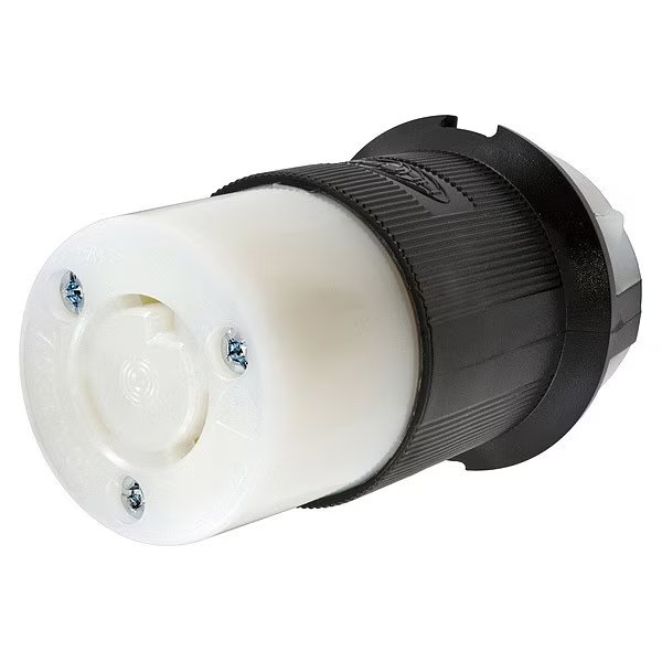 20A Twist-Lock Connector 2P 3W 250VAC L6-20R BK/WT, Hubbell, Mfr#: HBL2323