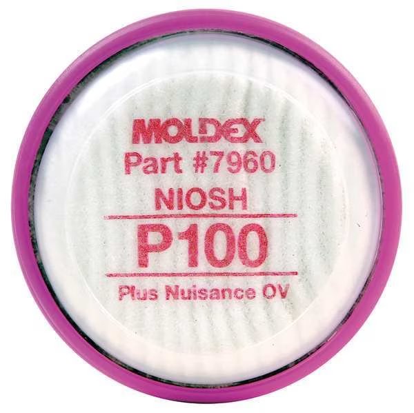 Filter, Bayonet, P100, Nuisance Level OV, Magenta, 2 PK, NIOSH, Moldex, Mfr#: 7960