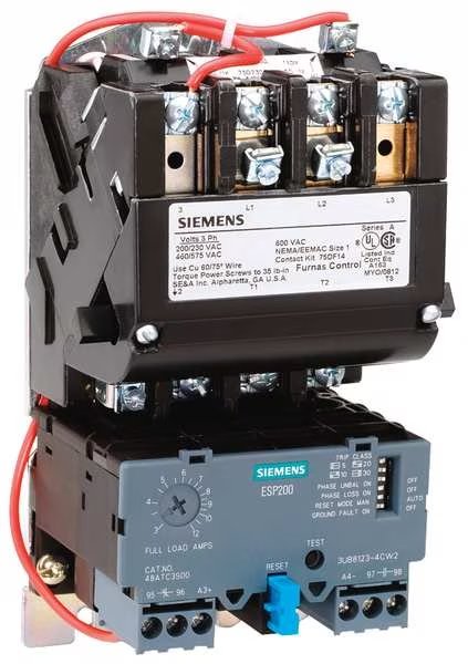 Nonreversing NEMA Magnetic Motor Starter, No Enclosure NEMA Rating, 120 to 240V AC, 3 Poles, 1NO, Siemens, Mfr#: 14CUA32AA