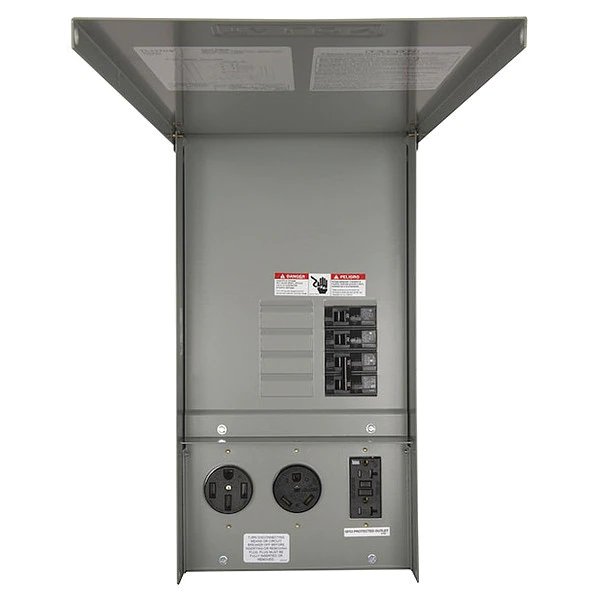 Temporary GFCI Outlet Panel, 125 A , 120/240V AC, 1 Phase, NEMA 3R, 4 Outlets, Surface Mount, Gray, Siemens, Mfr#: TL137US