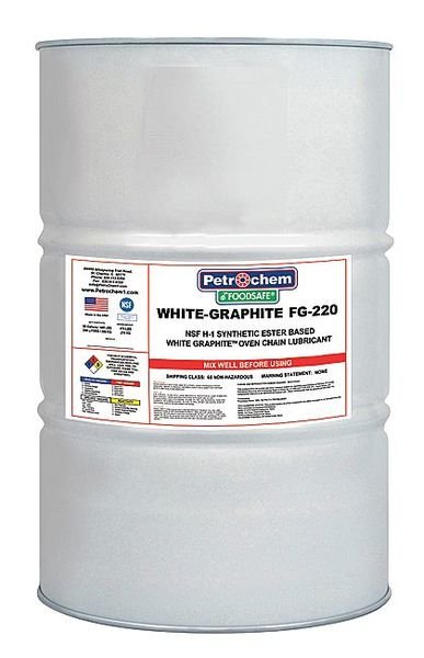 Food Grade White Graphite Lube, ISO 220, Petrochem, Mfr#: FOODSAE WHITE-GRAPHITE FG-220-055