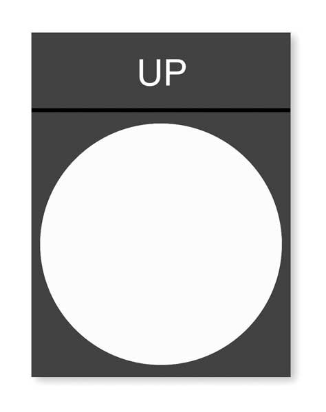 Legend Plate, Up, White/Black and Red, Schneider Electric, Mfr#: ZBY2307