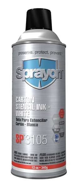 Stencil Ink, White, Sprayon, Mfr#: SC3105000