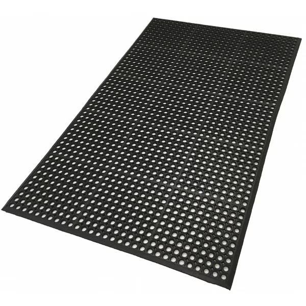 Antifatigue Mat, Raised Rings Surface Design, 3 ft x 5 ft, 1/2 in Thick, Beveled Edge, Rubber, Notrax, Mfr#: 6LUL1