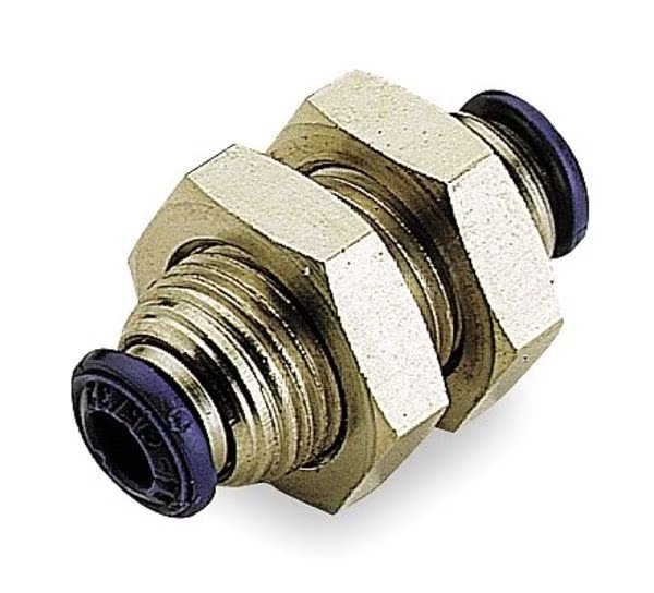Bulkhead Union, 3/8 In, NP Brass, PK10, Aignep Usa, Mfr#: 88050-06