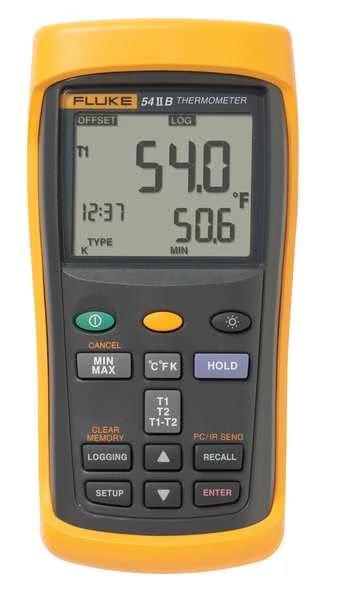 Thermocouple Thermometer, 2 Input, Fluke, Mfr#: FLUKE-54-2 B