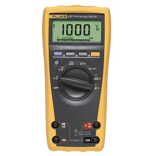 Digital Multimeter, 1,000 Max. AC Volts, 1,000 Max. DC Volts, 10 Max. AC Amps, 10 Max. DC Amps, Fluke, Mfr#: Fluke-177