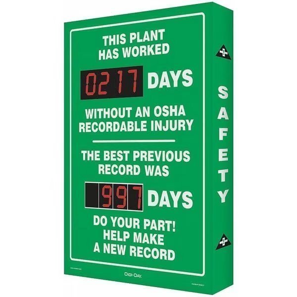 Safety Record Signs, 29 x 20In, AL, ENG, Accuform, Mfr#: SCK120