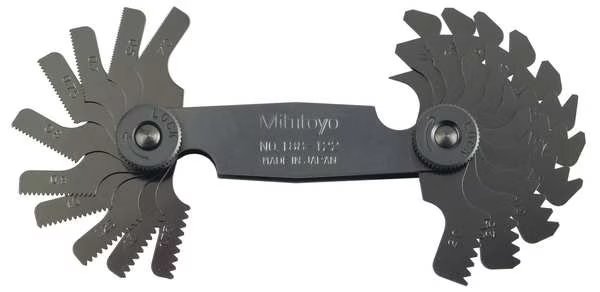 Screw Pitch Gage, 0.4mm to 7mm, 21 Leaves, Mitutoyo, Mfr#: 188-122