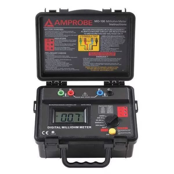 Milli Ohm Meter, 0-2000 Ohms, Amprobe, Mfr#: MO-100