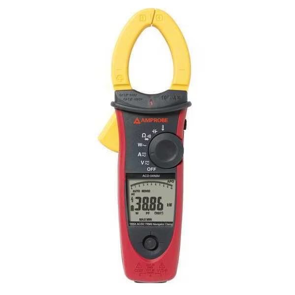 Clamp-On Power Meter, LCD, 1,000 kW, 1,000 A, Cat IV 600V, Cat III 1000V Safety Rating, Amprobe, Mfr#: ACDC-54NAV