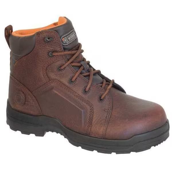 Size 12W Men's 6 in Work Boot Composite Work Boot, Brown, Rockport Works, Mfr#: RK6640