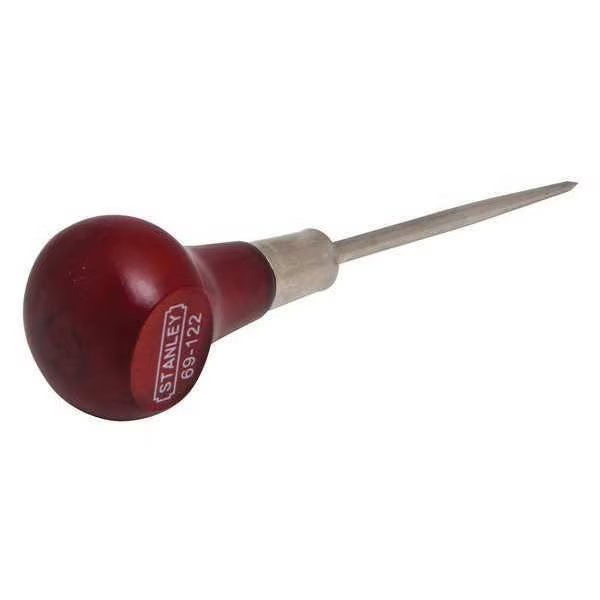 Wood Handle Scratch Awl, Tip Size 3/16 in, Overall Length 6 1/16 in, Red, Stanley, Mfr#: 69-122