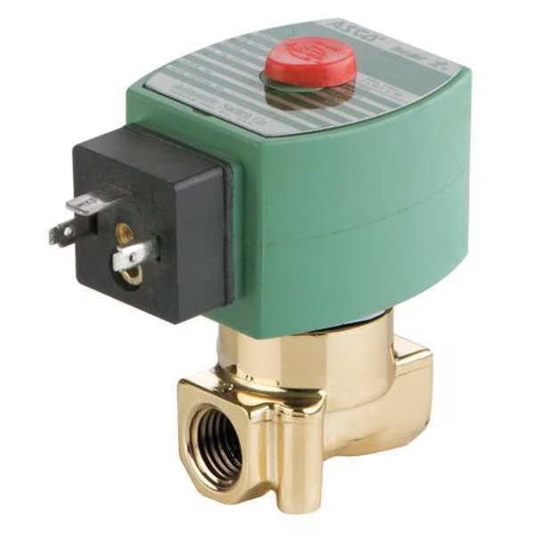 120V AC Brass Solenoid Valve, Normally Closed, 1/4 in Pipe Size, Redhat, Mfr#: SD8262H212