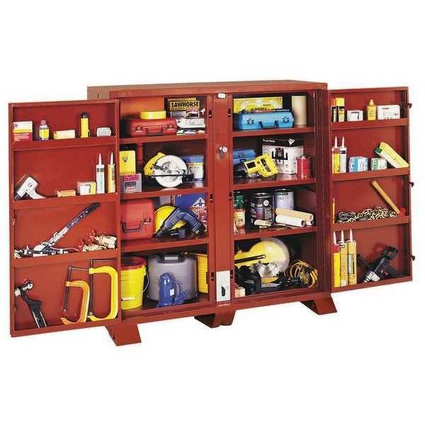 Heavy-Duty Jobsite Cabinet, High-Strength Shelf Storage, 60