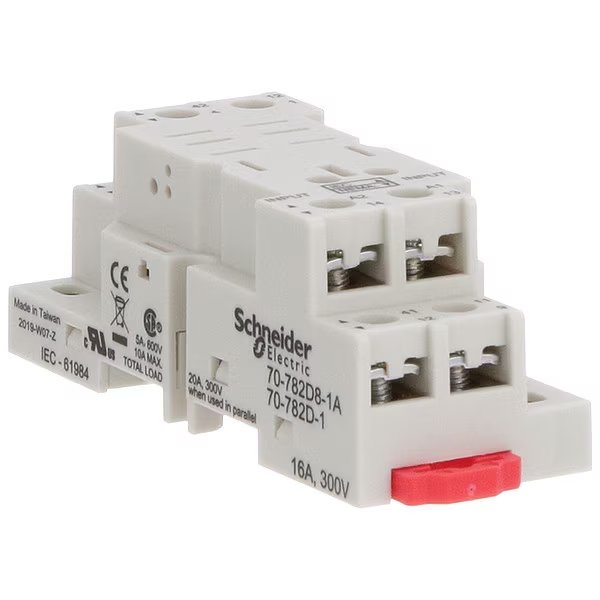 Relay Socket, Finger Safe, Square, 8 Pin, Schneider Electric, Mfr#: 70-782D8-1A