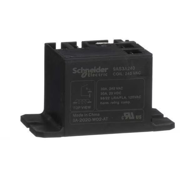 Enclosed Power Relay, Surface (Top Flange) Mounted, SPST-NO, 240V AC, 4 Pins, 1 Poles, Schneider Electric, Mfr#: 9AS3A240