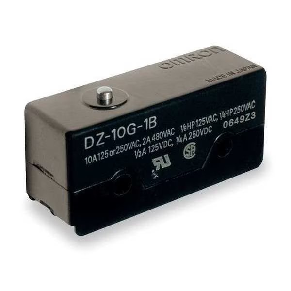 Industrial Snap Action Switch, Pin, Plunger Actuator, DPDT, 10A @ 240V AC Contact Rating, Omron, Mfr#: DZ-10G-1B