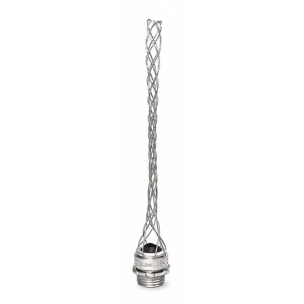 Dust Tight Cord Connector with Strain Relief, Straight, Aluminum, Mesh, 5 in L, 1/2 in MNPT, Hubbell Wiring Device-Kellems, Mfr#: 073031202