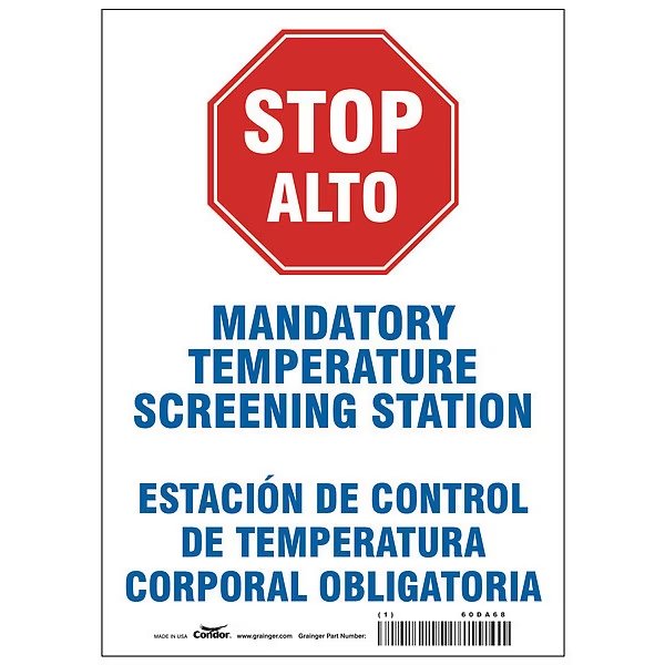 Bilingual Temperature Screening Sign, HWB770P1410