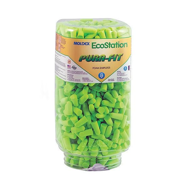Disposable Uncorded Ear Plug Dispenser Refill, Bullet Shape, 33 dB, 500 Pairs, Green, Moldex, Mfr#: 6706