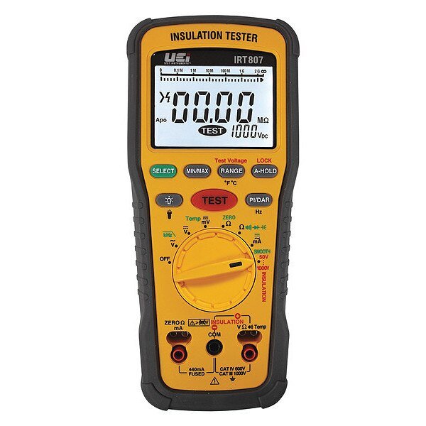 NIST Certified IP42 Advanced Insulation Resistance Tester 1000V AC/DC, Uei Test Instruments, Mfr#: IRT807-N