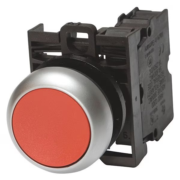 FlushPushButtonOperator, Non-Illum, Red, Eaton, Mfr#: M22-D-R-K20