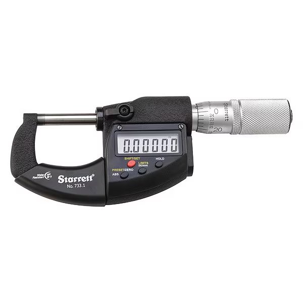 Digital Outside Micrometer, Starrett, Mfr#: 733.1XFL-1