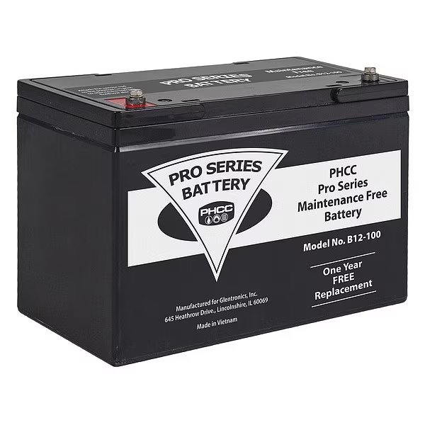 Sump Pump Battery, 12V DC, 100 Ah, Phcc Pro Series, Mfr#: B12-100