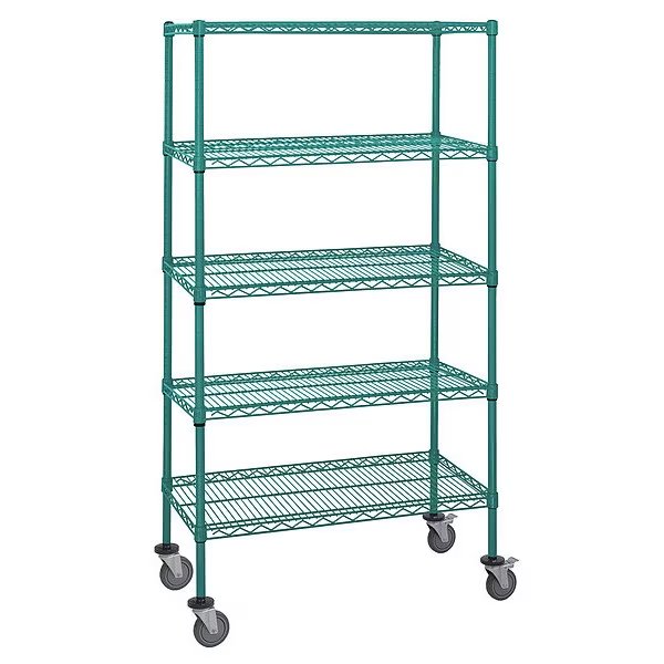 Mobile Stem Caster Cart, Green, 5 Shelves, Quantum Storage Systems, Mfr#: M1848P46-5