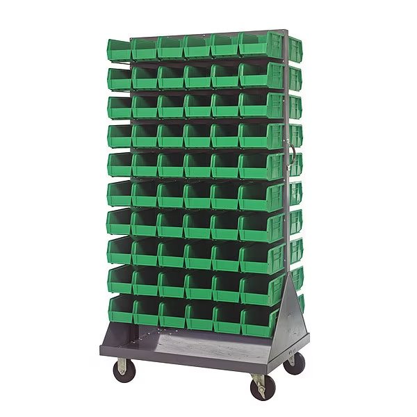 Steel Mobile Louvered Floor Rack, 36 in W x 24 in D x 72 in H, Gray, Quantum Storage Systems, Mfr#: QMD-36H-230GN