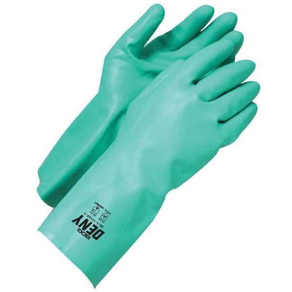 Unsupported Nitrile Green 13" Gauntlet 15mil Flock Lined, Size X2L (11), Bdg, Mfr#: 99-1-1715F-11
