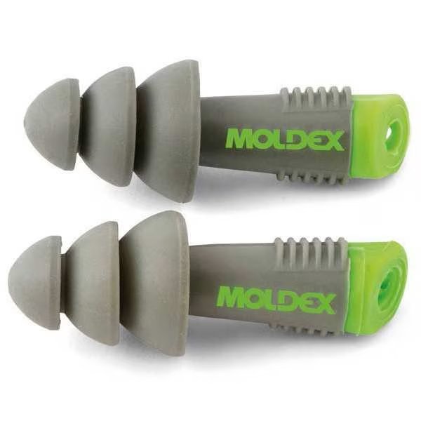Alphas(TM) Reusable TPE Ear Plugs, Flanged Shape, 27 dB, Gray/Green, 50 PK, Moldex, Mfr#: 6430