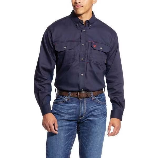 Flame-Resistant Shirt, Navy, L, Ariat, Mfr#: 10019062