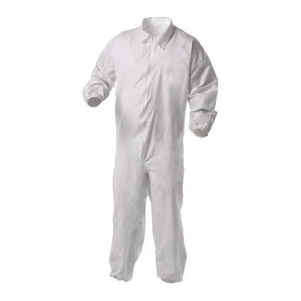 Disposable Coverall, 25 PK, White, Microporous Film Laminate, Zipper, Kleenguard, Mfr#: 38929