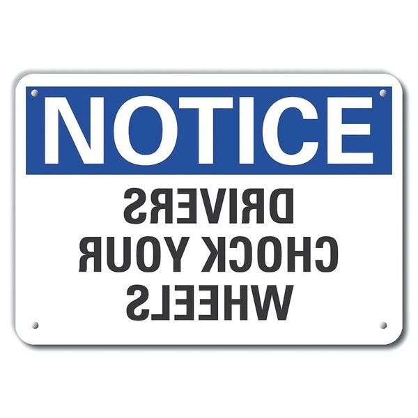 Notice Sign, 10 in H, 14 in W, Aluminum, Horizontal Rectangle, English, LCU5-0177-RA_14X10, Lyle, Mfr#: LCU5-0177-RA_14X10