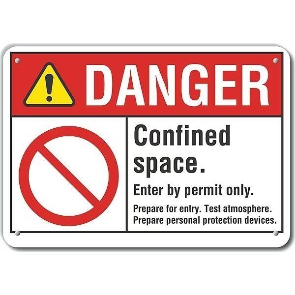 Decal, Danger Confined Space, 10x7