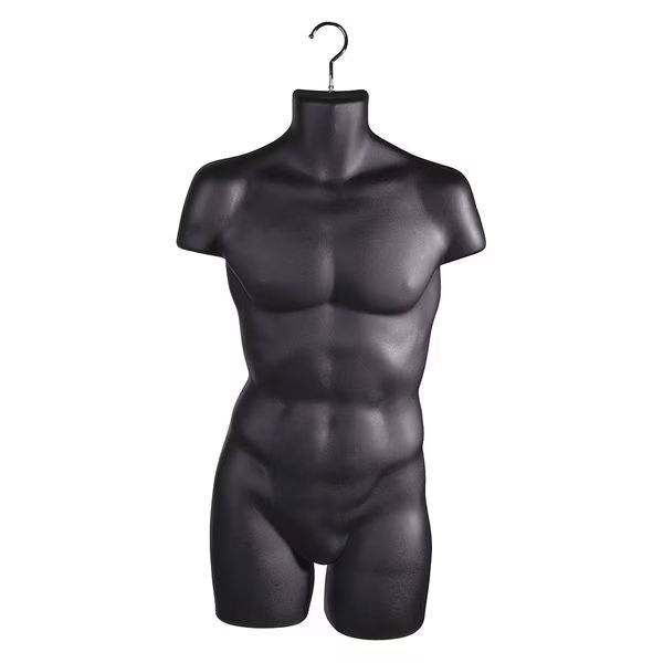 Mondo Mannequins Mens Half Round Torso Form, Black, PK12, Econoco, Mfr#: MHR26/B