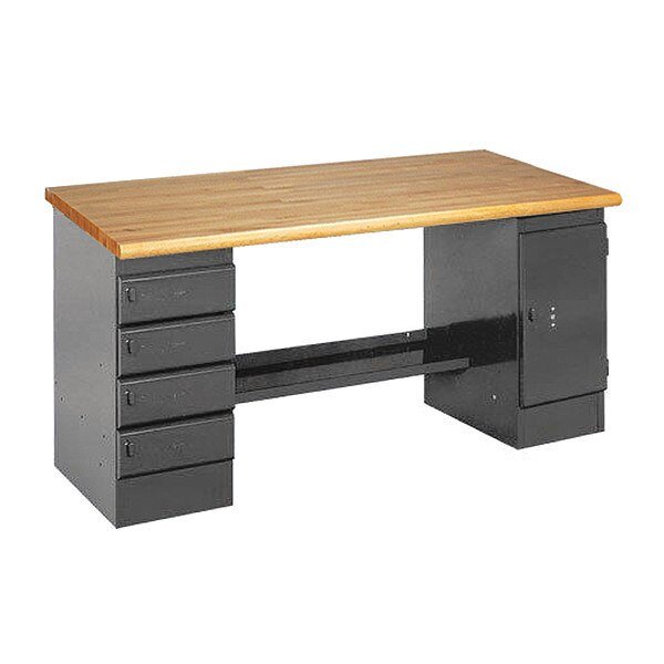 Pedestal Bench, GY, Equipto, Mfr#: 255-5W-GY