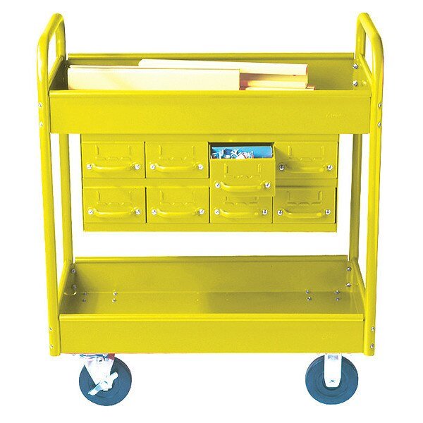 Stock Cart, 2 Shelves, 8 Drawers 500lb, 8, YL, Equipto, Mfr#: 150-8-YL